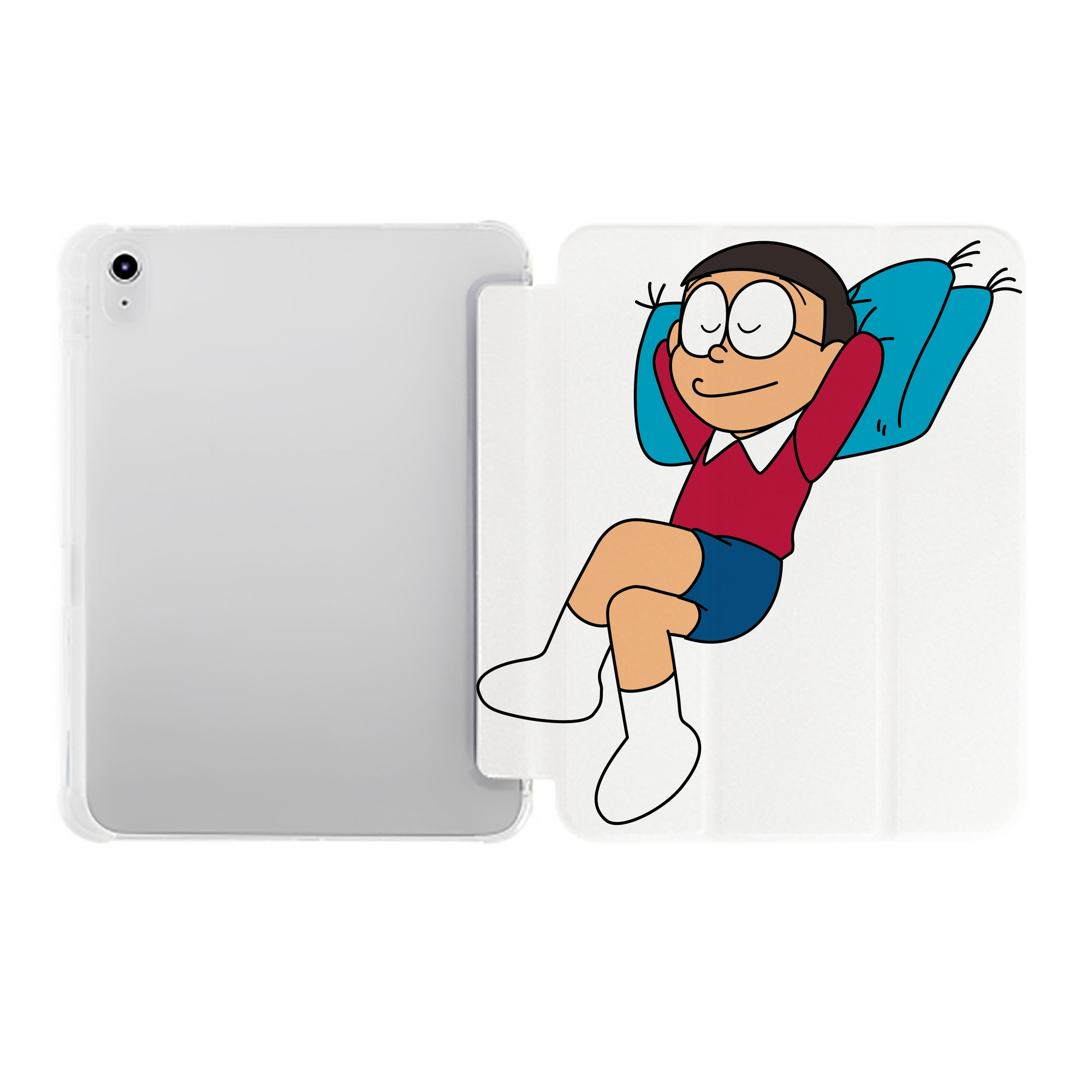 （画像用） ドラえもん 野比 のび太 Doraemon Nobita Nobi IPad ケース ペン収納付き 三つ折りスタンド PUレザー×シリコン 対応機種9.5/10.5/10.9インチ